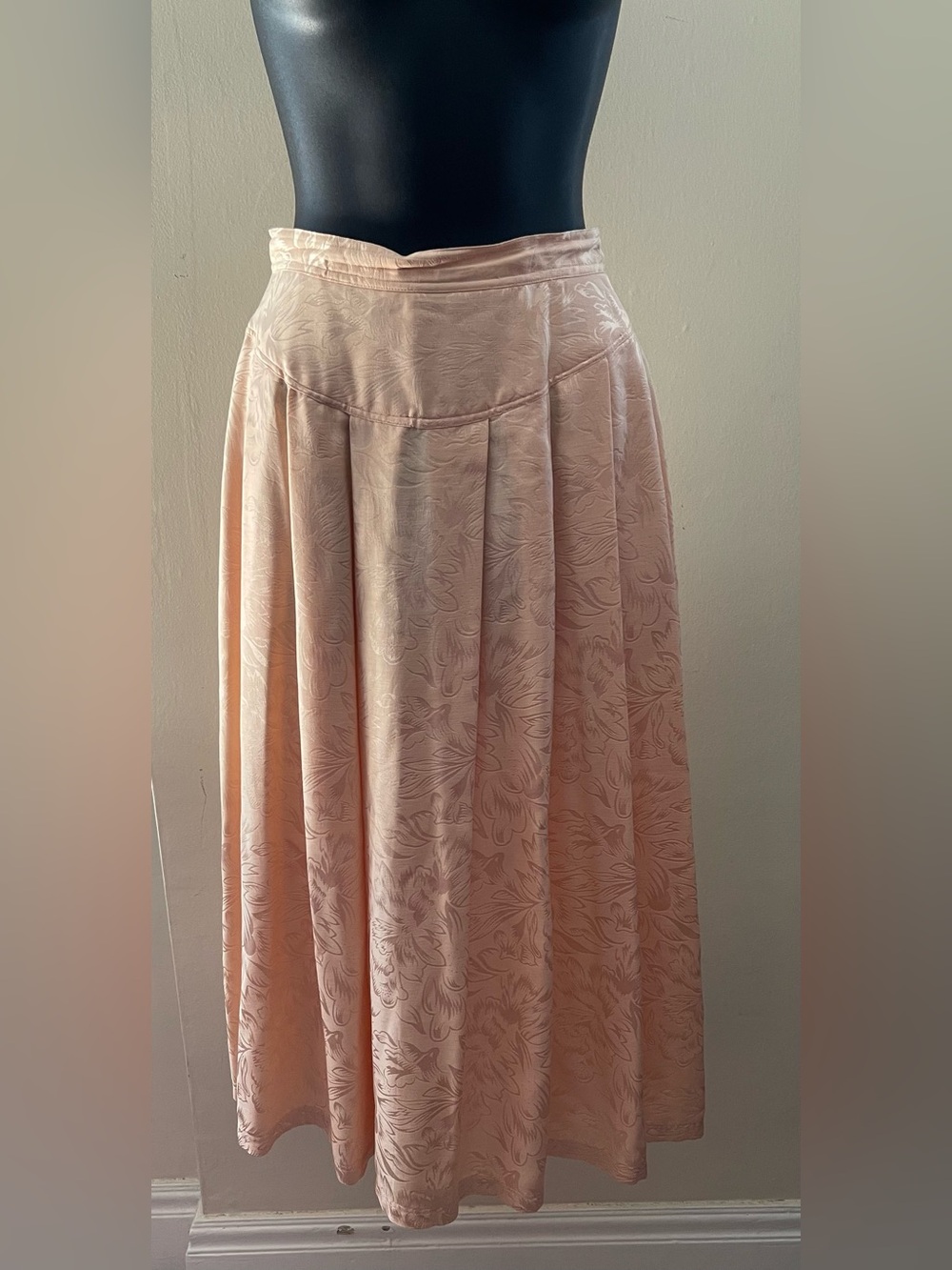 Vintage Drop Waist Blush Peach Silk Skirt Size 10